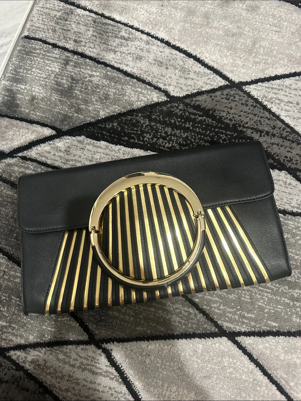 Black & Gold Women's Clutch Handbag